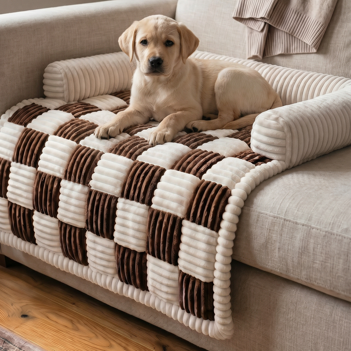 Plush Pet Sofa Protector Bed | Raised Edges | Non Slip | Machine Washable