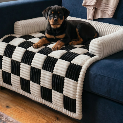 Plush Pet Sofa Protector Bed | Raised Edges | Non Slip | Machine Washable