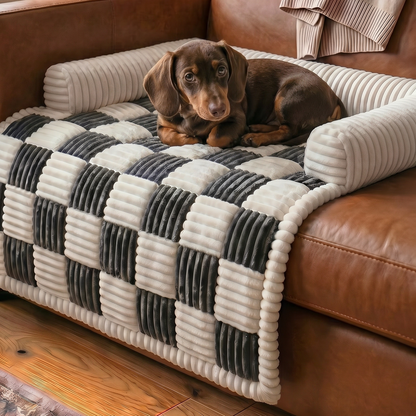 Plush Pet Sofa Protector Bed | Raised Edges | Non Slip | Machine Washable