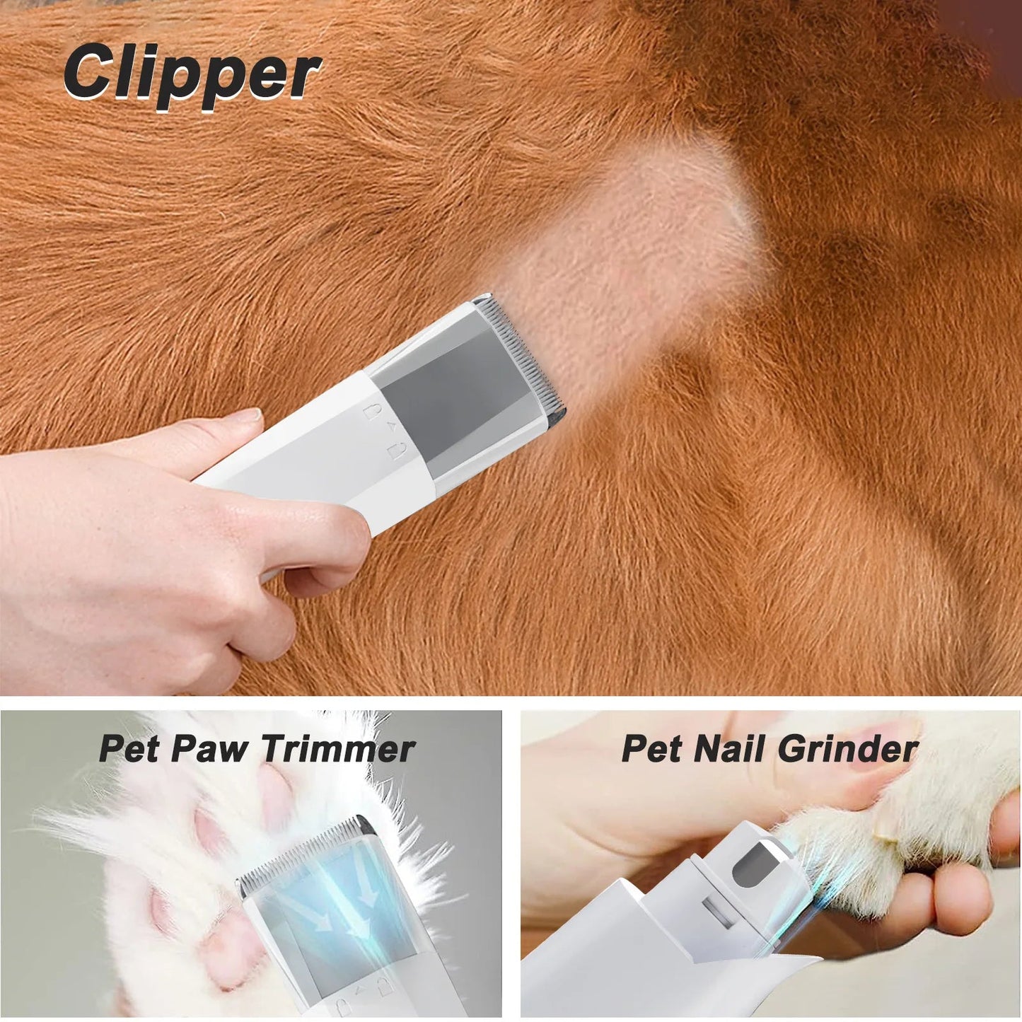 7 in 1 Pet Grooming Vacuum Kit with Clippers, Deshedding Tool and Hair Collector