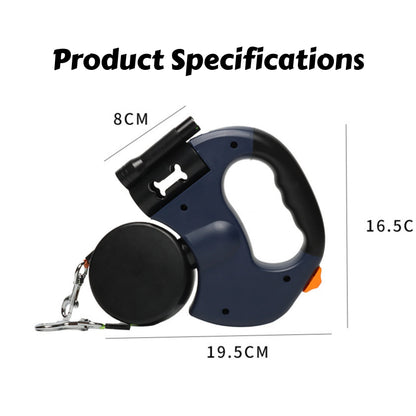 Double Dog Lead | Retractable | 3 Metre Dual Lines | Built In Light