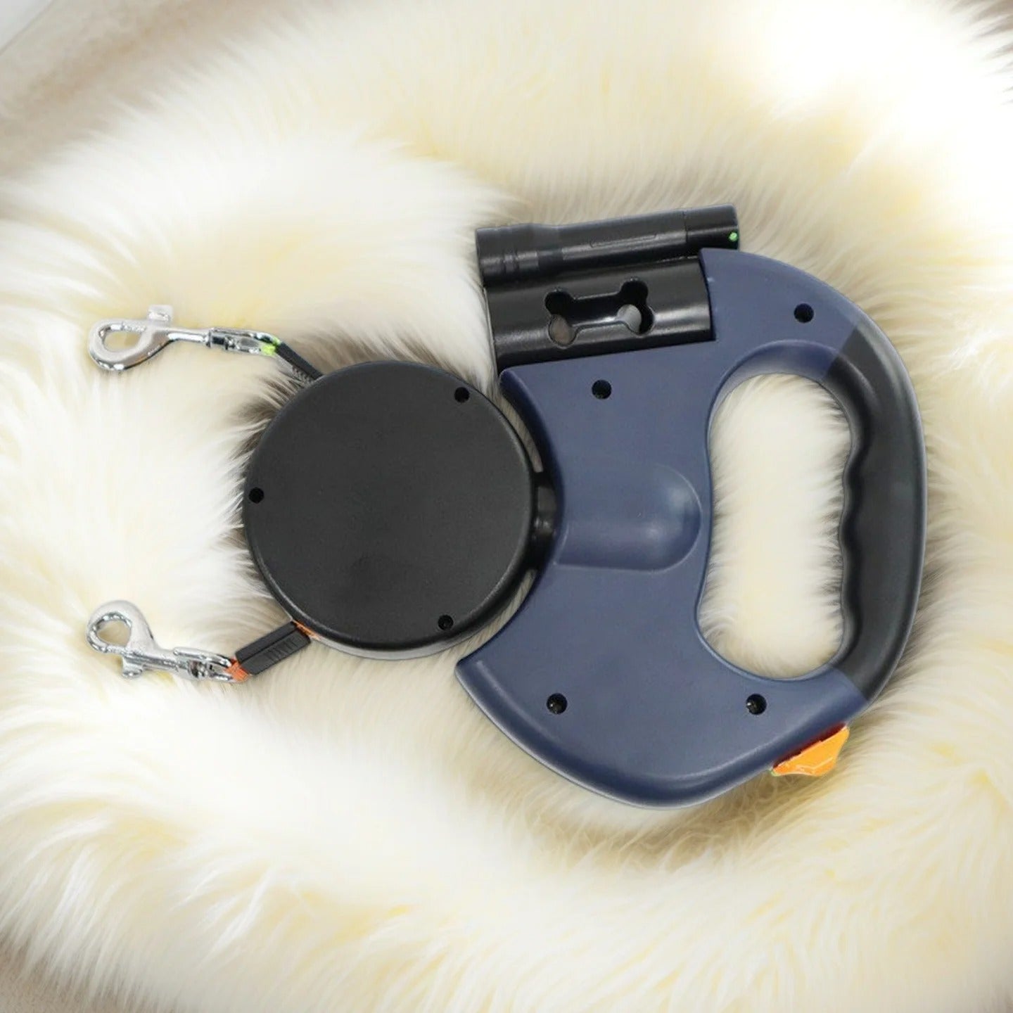 Double Dog Lead | Retractable | 3 Metre Dual Lines | Built In Light